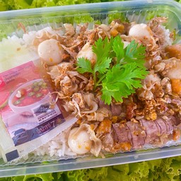 ข้าวกั้ง+หอยเชลล์ทอดกระเทียม