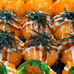 ซูชิบอลราดสลัด+ซอสหวาน โรยสาหร่ายโนริ
