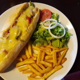 Philly Cheese Steak Baguette Served with Salad & French Fries