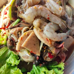 ตำกุ้งสด-หมูยอ