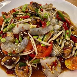 ตำหอยแครงกุ้งสด