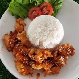 ข้าวไก่ทอดซอสเกาหลี(โกชูจัง)
