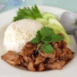 หมูกระเทียมพริกไทยราดข้าว