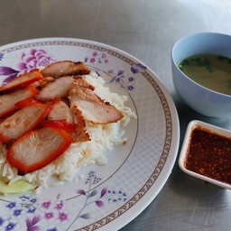 ข้าวหมูแดงปนคอหมูย่าง