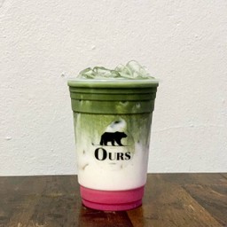 มัทฉะนมชมพูเหนียว