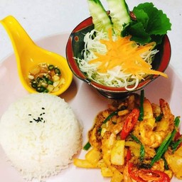 ข้าว+ผัดผงกะหรี่ไก่