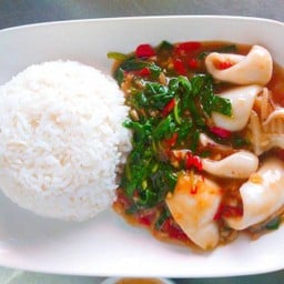 ข้าวกระเพราปลาหมึก