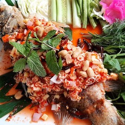 ปลากะพงลุยสวน