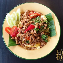 [อร่อยซ่ากับโค้ก] ข้าวกะเพราหมูสับ +  Coke (กระป๋อง)