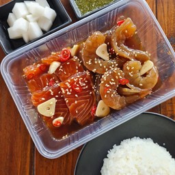 แซลมอน+กุ้งดองซีอิ๊ว