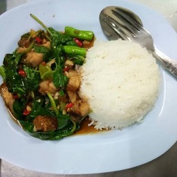 กะเพราหมูกรอบ(ราดข้าว)