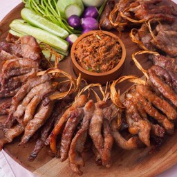 หมูพวงย่างแจ่วปลาร้า