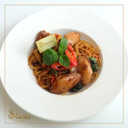 สปาเก็ตตี้หอยลายผัดน้ำพริกเผา