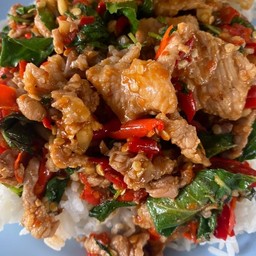 ข้าว - กะเพราหมูชิ้น
