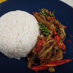 เป็ดผัดฉ่าราดข้าว
