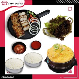 ลดพิเศษ! เซ็ทหมูย่างเกาหลี เสิร์ฟพร้อมไข่ตุ๋น และข้าวญี่ปุ่น 2 ถ้วย