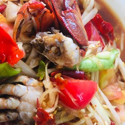 ส้มตำปูแสมปลาร้าต้มสุก