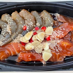 กุ้ง+แซลมอนดองซีอิ๊ว