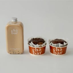 ชานมขวด + บราวนี่ไร้แป้งไส้ชานม x2