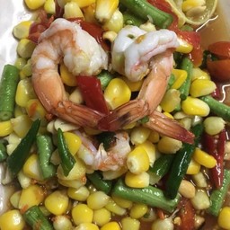 ตำข้าวโพดกุ้งสด-กุ้งลวก