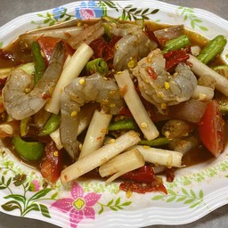 ตำไหลบัวกุ้งสดปูปลาร้า