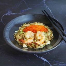 ผัดหมี่ฮ่องกงลาวาไข่กุ้ง