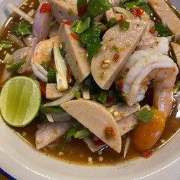 ยำหมูยอกุ้งลวกสุก