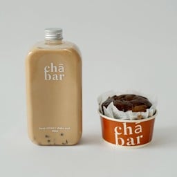 ชานมขวด + บราวนี่ไร้แป้งไส้ชานม