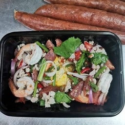 ยำไข่ดาวกุ้งสด