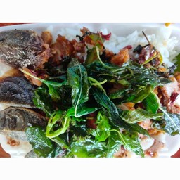 กระเพาเนื้อใข่เยี่ยวม้าราดข้าว
