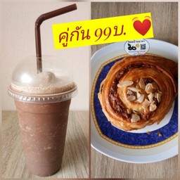 โกโก้ปั่น แก้วใหญ่ คู่ชินนามอลโรล