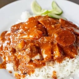 ข้าวหมูเเดง ต้มเลือดหมู บางไผ่