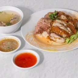 ข้าวมันไก่ทอด+ขาหมู