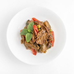 ผัดเผ็ดเป็ดย่างเจ