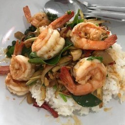 ผัดฉ่ากุ้ง ราดข้าว