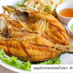 ปลากะพงทอดน้ำปลาพร้อมน้ำยำ