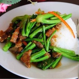 คะน้าหมูกรอบราดข้าว
