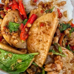 ข้าวกระเพราหมูสับ+หมูยอ