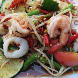 ส้มตำปูปลาร้าทะเล Somtam + seafood
