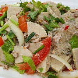 ยำวุ้นเส้นหมูสับ+หมูยอ Glass noodle salad with minced pork and pork sausage
