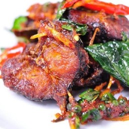 ข้าวราดปลาดุกทอดกรอบ