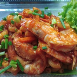 มักกะโลนีกุ้งสด