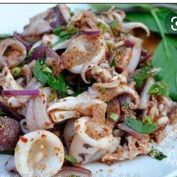 ลาบหมึก-กุ้ง