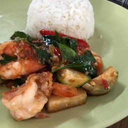 ข้าวราดผัดพริกมะเขือ