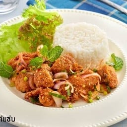 [อร่อยซ่ากับโค้ก] ข้าวยำไก่แซ่บ +  โค้ก ออริจินัล (กระป๋อง)