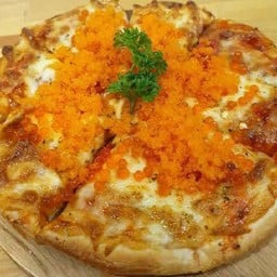 พิซซ่าคาโบนาร่าไข่กุ้ง หนาใหญ่