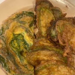 ไข่ทอดชะอม+มะเขือยาวชุบไข่ทอด