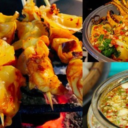 ปลาหมึกย่างสด ลุงวีระ เจ้าเก่านาป่า