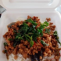 ข้าวกระเพราหมูสับ+ไข่เหยี่ยวม้า