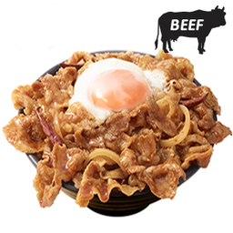 ข้าวหน้าล้นเนื้อสไปซี่ไข่ออนเซน